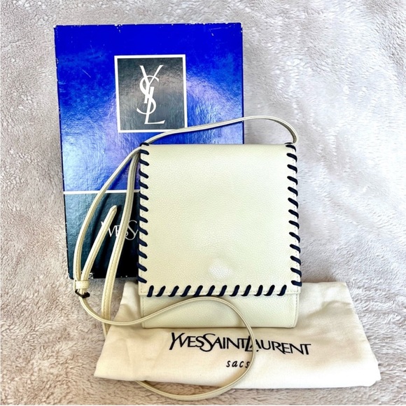 Rare Vintage YSL Cassandra Cream Braided Shoulder Bag - Picture 1 of 17